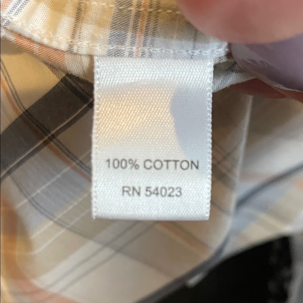 Banana Republic Men's Size Large Blue, Tan & White Plaid Button-Down Shirt - Picture 10 of 11